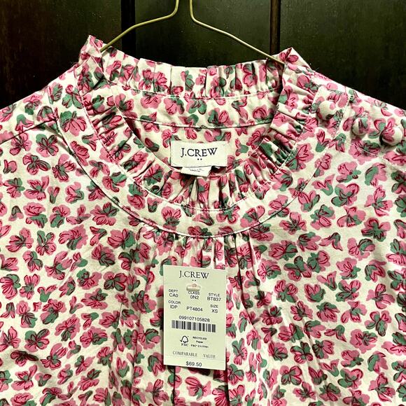 🎉HP🎉 J. Crew Buttom Ruffle Neck Sleeveless Summer Top (Size XS)0 - Picture 5 of 8